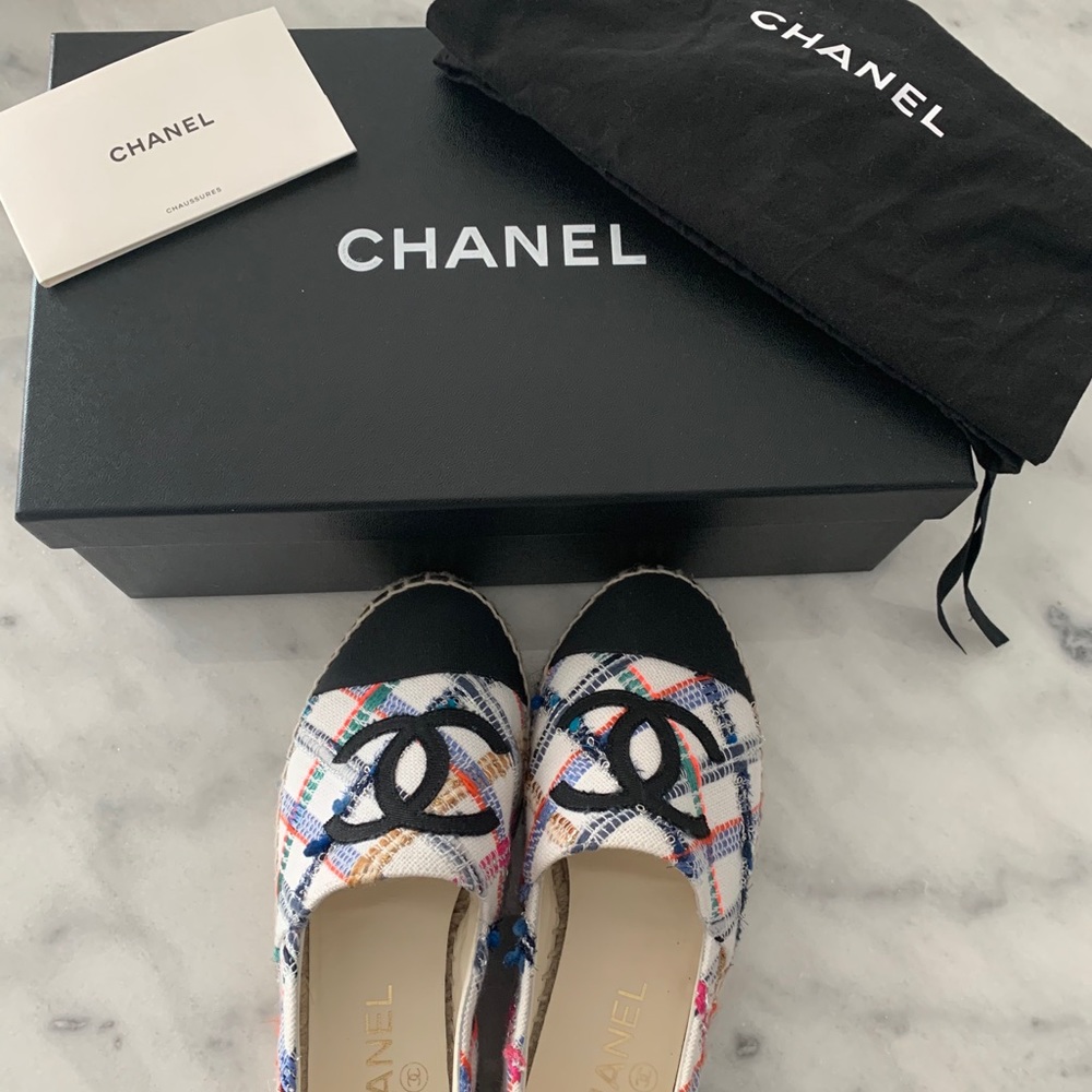 AUTHENTIC! Chanel Tweed & Grosgrain Espadrilles